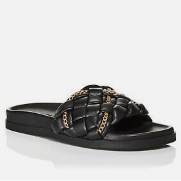 Aqua Shoes - Aqua Sofia Woven Slide Sandals Black 10